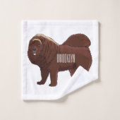 チベットマスティフ犬の漫画イラストレーション バスタオルセット (ウォッシュタオル)