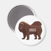 チベットマスティフ犬の漫画イラストレーション マグネット (正面/裏面)