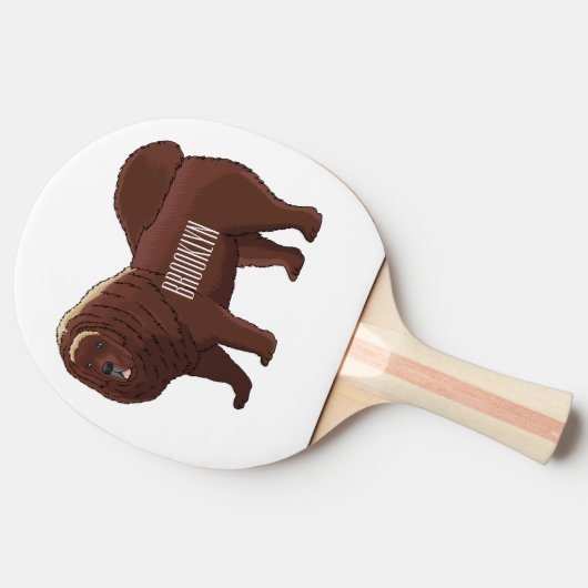 チベットマスティフ犬の漫画イラストレーション 卓球ラケット (横)