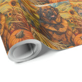 チベットマスティフ犬の秋の収穫感謝祭 ラッピングペーパー (ロールコーナー)