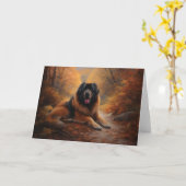 チベットマスティフ紅葉秋インスパイア カード (黄色い花)