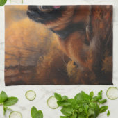 チベットマスティフ紅葉秋インスパイア キッチンタオル (折り畳み)