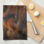 チベットマスティフ紅葉秋インスパイア キッチンタオル (四つ折り)