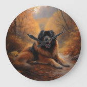 チベットマスティフ紅葉秋インスパイア ラージ壁時計 (正面)