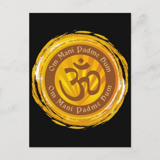 チベットマントラとオウム記号 ポストカード (正面)