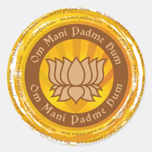 チベットマントラロータスフラワー ラウンドシール (正面)
