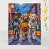 チベットンマスティフの犬のハロウィン仮装 カード (黄色い花)