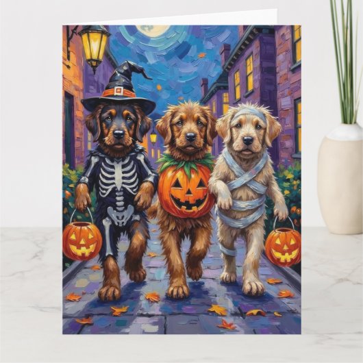 チベットンマスティフの犬のハロウィン仮装 カード (正面)