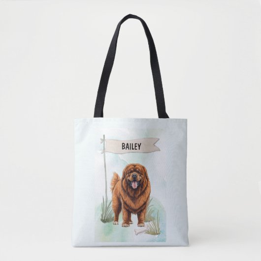 チベットンマスティフ 水彩デザイン オリジナル 犬 グッズ トートバッグ (正面)