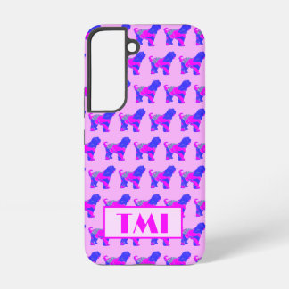 チベットン・テリア かわいい犬 ピンクシルエット モノグラム SAMSUNG GALAXY S22ケース