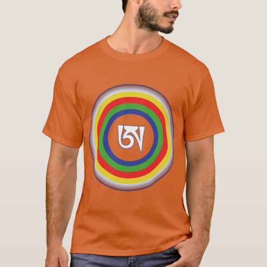 チベット仏教のゾクチェン(大円満心要門)の文字「ア」の仏陀瞑想曼荼羅 Tシャツ (正面)