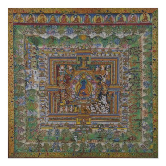 チベット仏教ブルーメディシンブッダ ポスター (正面)