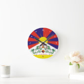 チベット国旗の腕時計 – チベットと雪のライオンズのための時間 ラウンド壁時計 (ホーム)