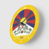 チベット国旗、チベットトレンディーホーム/デザイン時計 ラウンド壁時計 (傾斜)