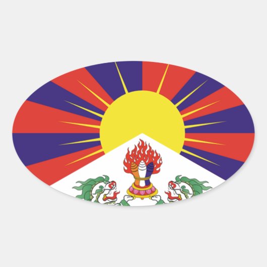 チベット無料チベット国旗 – Peu Rangzen ་བོད་རང་བཙན 楕円形シール (正面)