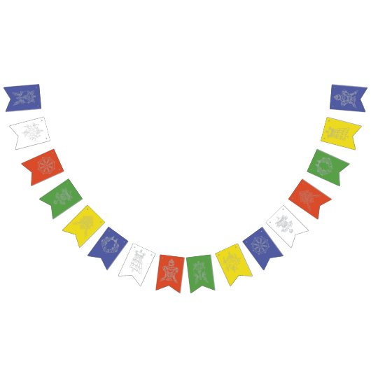 チベット祈りの言葉国旗と仏教記号 バンティングフラッグ (全)