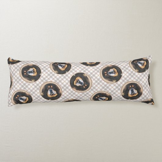 チベット絵を描マスティフの黒犬とタンペットドッグアート ボディピロー (裏面)