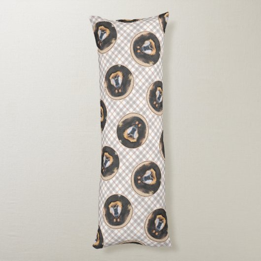 チベット絵を描マスティフの黒犬とタンペットドッグアート ボディピロー (裏面 (縦))