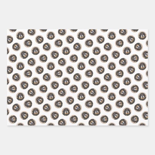 チベット絵を描マスティフの黒犬とタンペットドッグアート ラッピングペーパーシート (正面2)