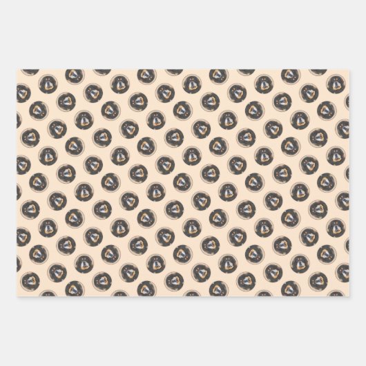 チベット絵を描マスティフの黒犬とタンペットドッグアート ラッピングペーパーシート (正面)