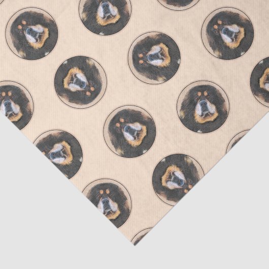 チベット絵を描マスティフの黒犬とタンペットドッグアート 薄葉紙 (詳細)