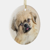 チベット絵画スパニエル犬ズ – かわいいオリジナルドッグアート セラミックオーナメント (右)