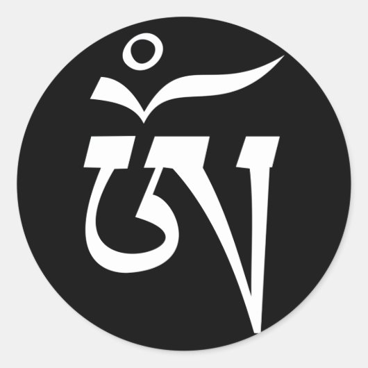 チベット語のオーム記号の文字 ラウンドシール (正面)