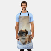 チベット語のスパニエル犬Letit雪のクリスマス エプロン (着用した状態)