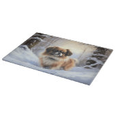 チベット語のスパニエル犬Letit雪のクリスマス カッティングボード (角)