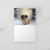 チベット語のスパニエル犬Letit雪のクリスマス カード (内部)