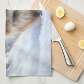 チベット語のスパニエル犬Letit雪のクリスマス キッチンタオル (四つ折り)