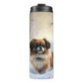 チベット語のスパニエル犬Letit雪のクリスマス タンブラー (正面)