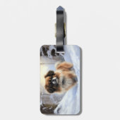 チベット語のスパニエル犬Letit雪のクリスマス ラゲッジタグ (裏面縦)