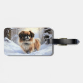 チベット語のスパニエル犬Letit雪のクリスマス ラゲッジタグ (裏面横)