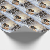 チベット語のスパニエル犬Letit雪のクリスマス ラッピングペーパー (角)