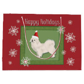 チベット語スパニエル犬（白）クリスマスバッグ ラージペーパーバッグ (裏面)