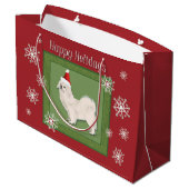 チベット語スパニエル犬（白）クリスマスバッグ ラージペーパーバッグ (裏面アングル)