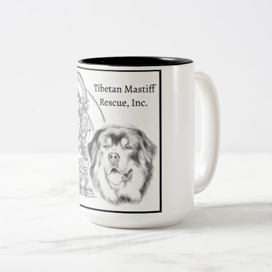 チベット語マスティフのレスキューのロゴマグ ツートーンマグカップ (正面右)