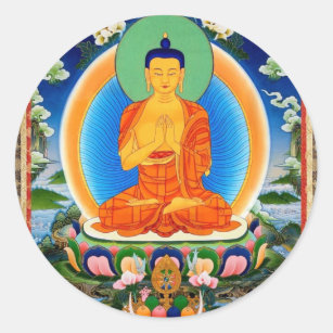 チベット語Thangka Prabhutaratna仏 ラウンドシール