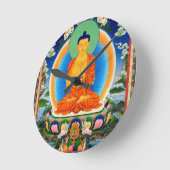 チベット語Thangka Prabhutaratna仏 ラウンド壁時計 (傾斜)