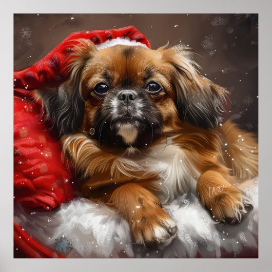 チベット・スパニエル犬のクリスマス ポスター (正面)