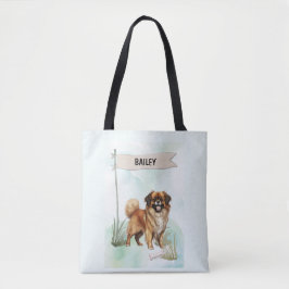チベット・スパニエル 水彩デザイン オーダーメイド 犬グッズ トートバッグ