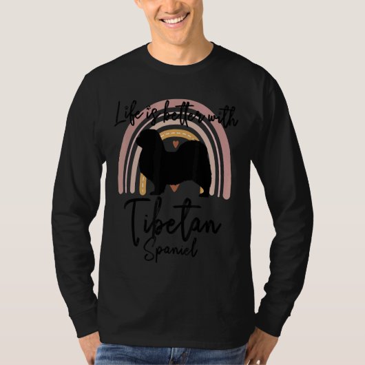 チベット・スパニエル 虹 レインボー 可愛い犬 女性 Tシャツ (正面)