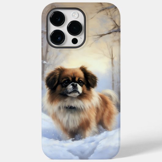 チベット・スパニエル 雪を降らせて クリスマス Case-Mate iPhoneケース (裏面)