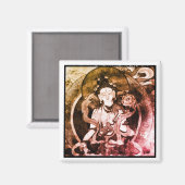 チベット，チェンレイズ·ブッダ，ヴィンテージ·ヘルカ マグネット (正面/裏面)