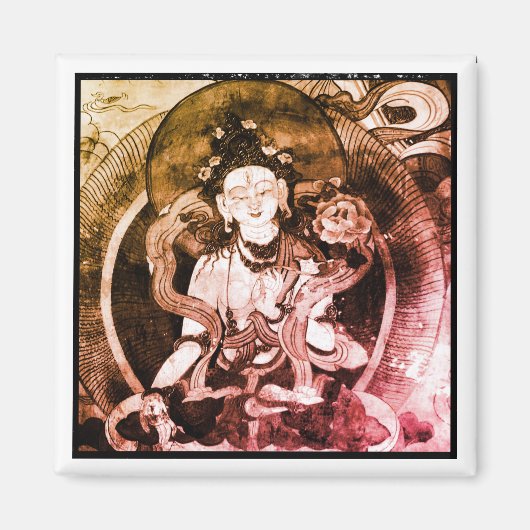 チベット，チェンレイズ·ブッダ，ヴィンテージ·ヘルカ マグネット (正面)