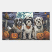 チベット・テリアのハロウィーン スプーキー 長方形シール (正面)