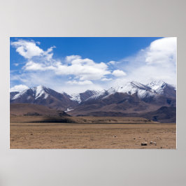 チベット、ヒマラヤ – 風光明媚な山の風景 ポスター