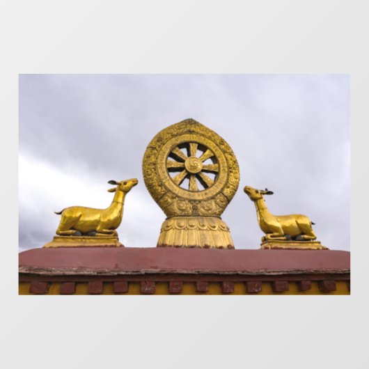 チベット、ラサ - ジョカン寺の法輪 ウィンドウサイン (シート)