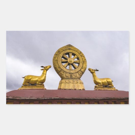 チベット、ラサ – ジョカン寺の法輪 長方形シール (正面)